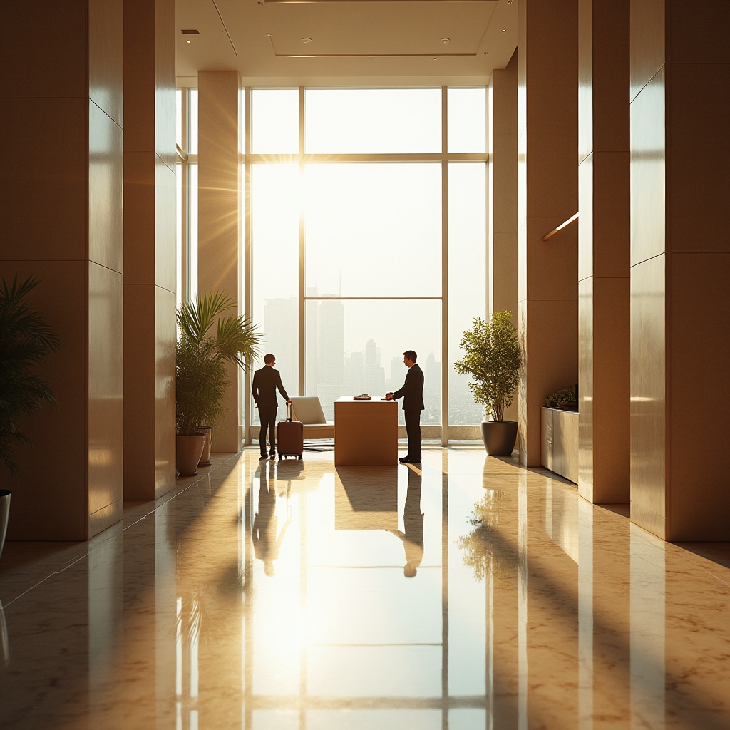 Profesjonalna obsługa w lobby hotelowym